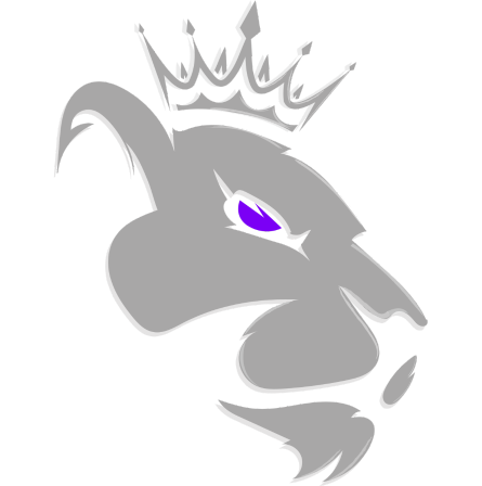 Logomarca da Invidere. Descrição: Rosto de uma Leoa, com uma coroa de rainha, ambos na cor cinza. A Leoa possui olhos na cor roxo